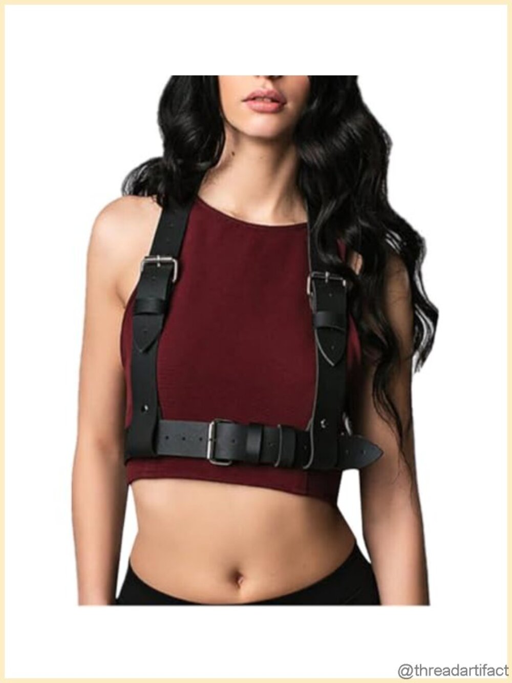 Faux Leather Harness Top Punk Waist Belt Body Chain Adjustable Corset Accessory